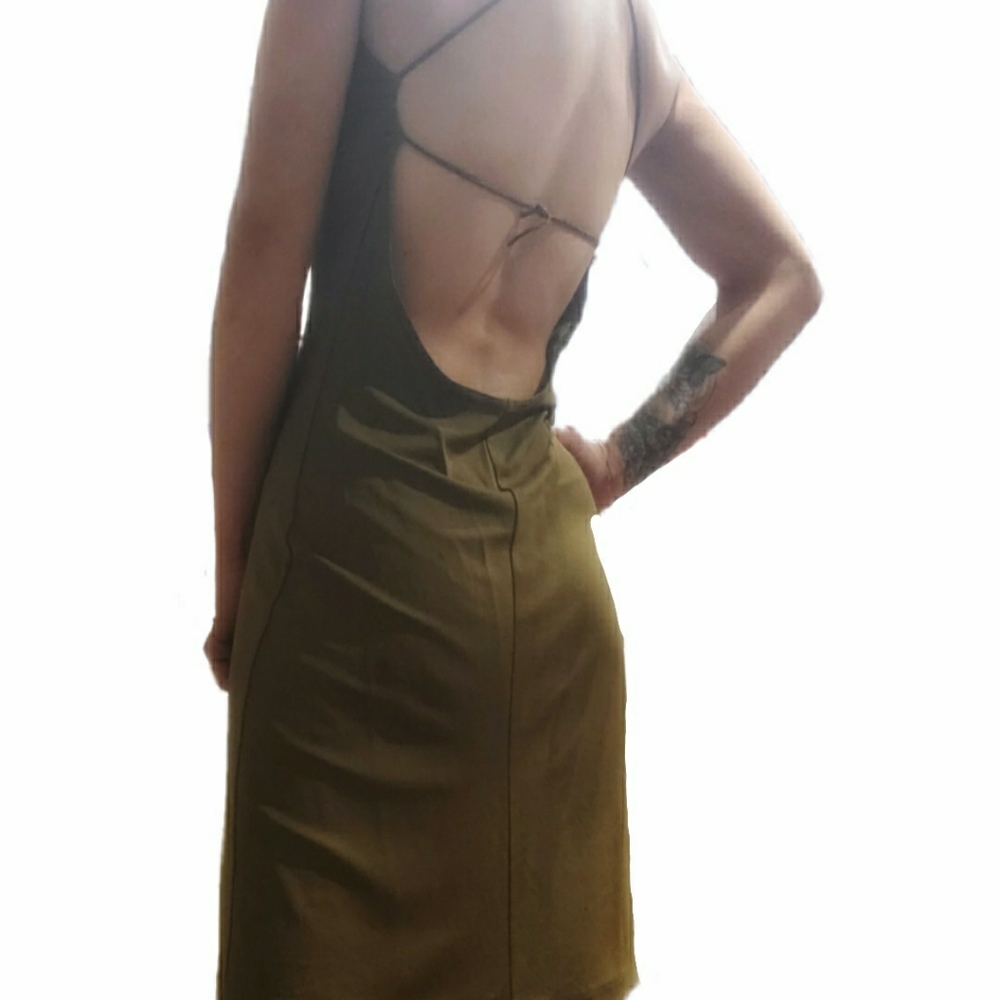 CELINE Backless Slinky Dress with Leather Chord